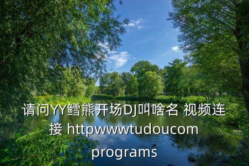 yy鱈熊，請問YY鱈熊開場DJ叫啥名 視頻連接 httpwwwtudoucomprograms