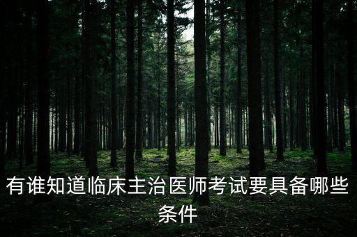 有誰知道臨床主治醫師考試要具備哪些條件