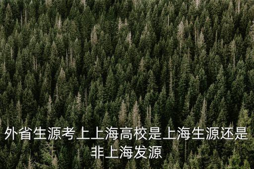 外省生源考上上海高校是上海生源還是非上海發源