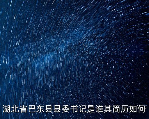 湖北省巴東縣縣委書記是誰其簡歷如何