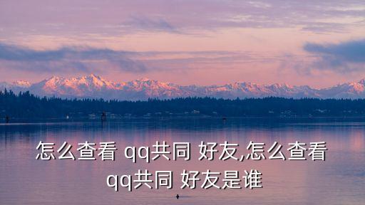 怎么查看 qq共同 好友,怎么查看 qq共同 好友是誰