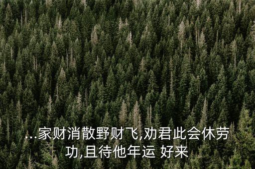 ...家財(cái)消散野財(cái)飛,勸君此會休勞功,且待他年運(yùn) 好來