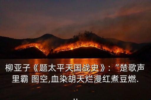 柳亞子《題太平天國戰史》:“楚歌聲里霸 圖空,血染胡天爛漫紅煮豆燃...