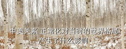  中美關系 正常化對當時的世界格局產生了什么影響