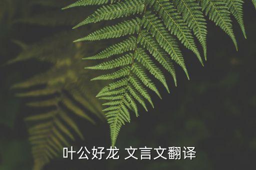 葉公好龍文言文,葉公好龍"是王建峰的筆名