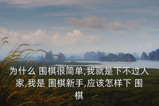 為什么 圍棋很簡(jiǎn)單,我就是下不過(guò)人家,我是 圍棋新手,應(yīng)該怎樣下 圍棋
