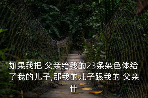 如果我把 父親給我的23條染色體給了我的兒子,那我的兒子跟我的 父親什