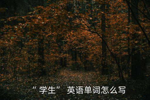 “ 學生” 英語單詞怎么寫