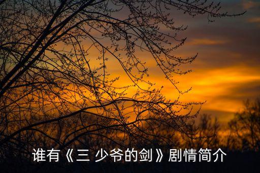 誰有《三 少爺的劍》劇情簡介