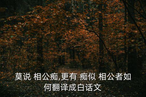 莫說 相公癡,更有 癡似 相公者如何翻譯成白話文