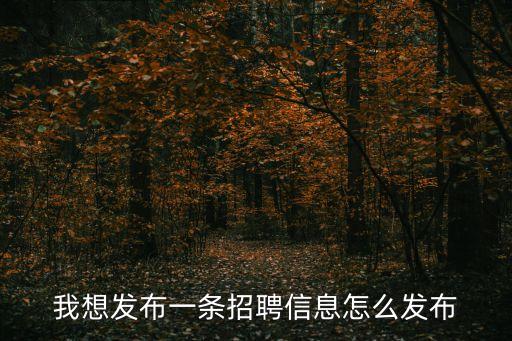 怎么發布招聘信息，我想發布一條招聘信息怎么發布