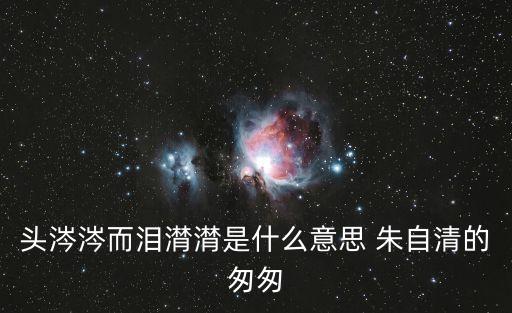頭涔涔而淚潸潸是什么意思 朱自清的匆匆