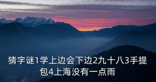 上海市西施雨酒業(yè)公司，猜字謎1學(xué)上邊會下邊2九十八3手提包4上海沒有一點雨