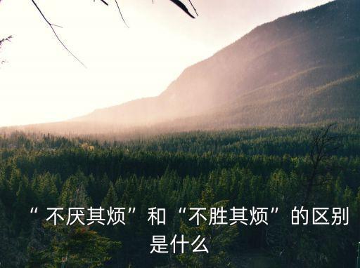 “ 不厭其煩”和“不勝其煩”的區別是什么