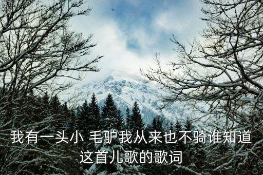 我有一頭小 毛驢我從來也不騎誰知道這首兒歌的歌詞