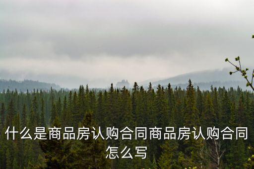 什么是商品房認購合同商品房認購合同怎么寫