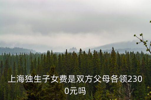 上海獨生子女費是雙方父母各領(lǐng)2300元嗎