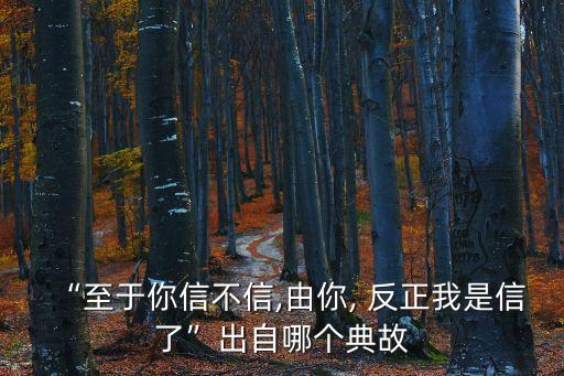 “至于你信不信,由你, 反正我是信了”出自哪個典故