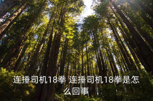 連捶司機18拳 連捶司機18拳是怎么回事