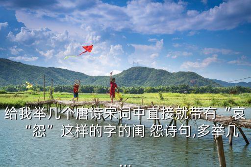 給我舉幾個唐詩宋詞中直接就帶有“哀“怨”這樣的字的閨 怨詩句,多舉幾...