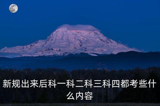 新規出來后科一科二科三科四都考些什么內容