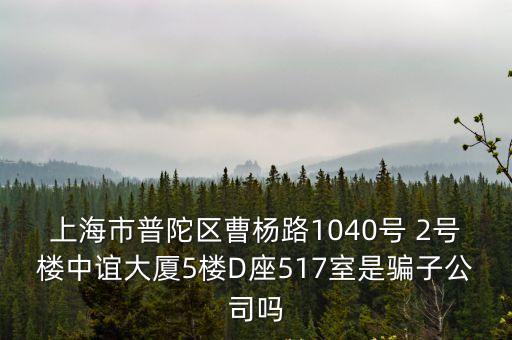 上海市普陀區曹楊路1040號 2號樓中誼大廈5樓D座517室是騙子公司嗎