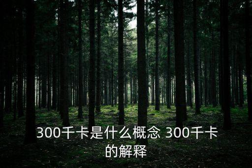  300千卡是什么概念 300千卡的解釋