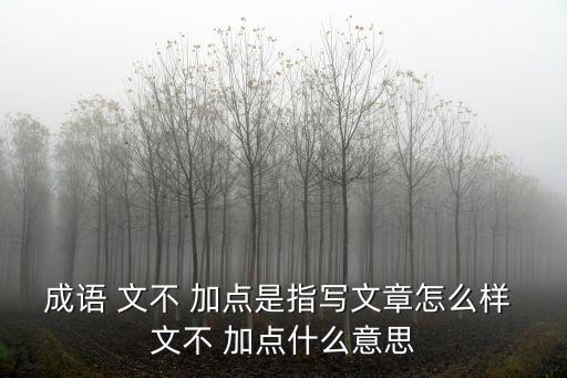 成語 文不 加點是指寫文章怎么樣 文不 加點什么意思