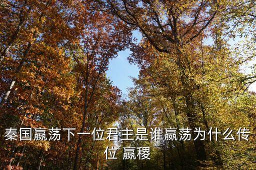 秦國嬴蕩下一位君主是誰嬴蕩為什么傳位 嬴稷