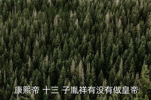 康熙十三子胤祥,康熙皇帝十個兒子排行第七個
