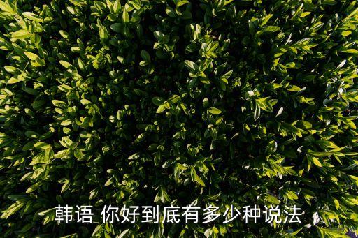 韓語 你好到底有多少種說法