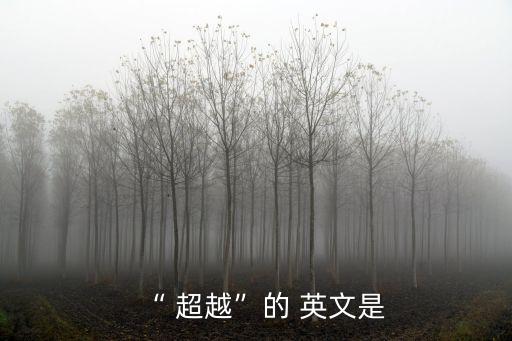超越的英文,超越指的是超越自己或超越他人
