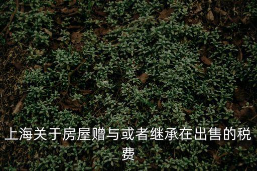 上海關于房屋贈與或者繼承在出售的稅費