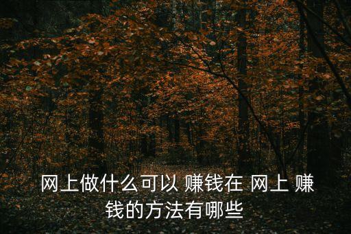  網上做什么可以 賺錢在 網上 賺錢的方法有哪些