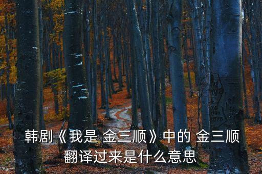  韓劇《我是 金三順》中的 金三順?lè)g過(guò)來(lái)是什么意思