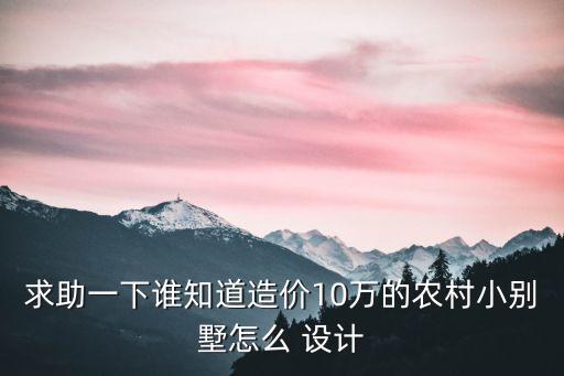 求助一下誰知道造價10萬的農村小別墅怎么 設計