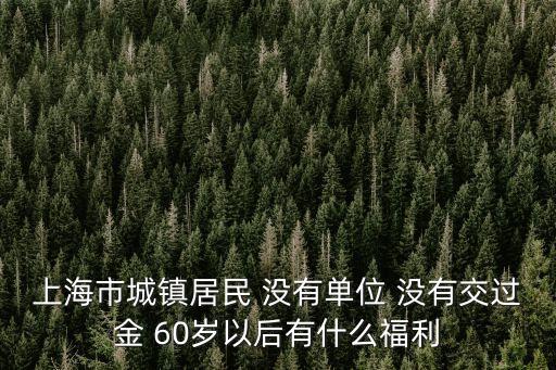上海市城鎮居民 沒有單位 沒有交過金 60歲以后有什么福利