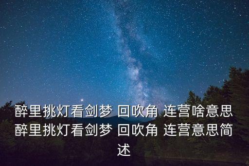 夢回吹角連營,看劍夢回吹角連營辛棄疾:望劍而醉