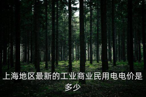 上海地區最新的工業商業民用電電價是多少