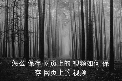 怎么 保存 網頁上的 視頻如何 保存 網頁上的 視頻