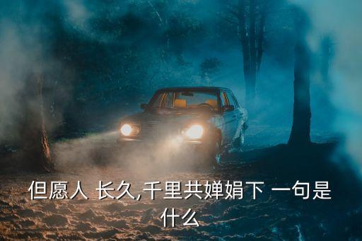 但愿人 長久,千里共嬋娟下 一句是什么