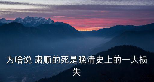 肅順,肅順是清代遠(yuǎn)房分支應(yīng)該和咸豐是同輩