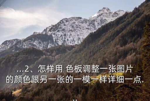 ...2、怎樣用 色板調(diào)整一張圖片的顏色跟另一張的一模一樣詳細(xì)一點(diǎn)...