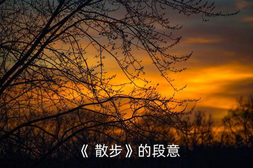 《 散步》的段意