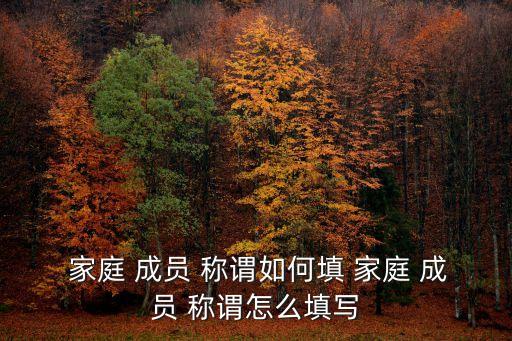 家庭成員稱謂,家庭成員填什么稱謂?