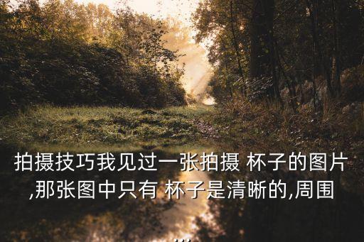 拍攝技巧我見過一張拍攝 杯子的圖片,那張圖中只有 杯子是清晰的,周圍...