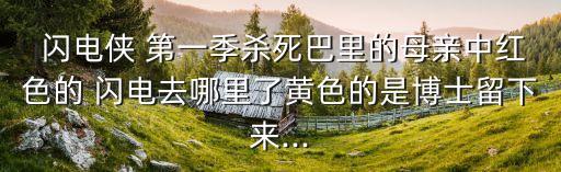 閃電俠第一季,閃電xia第一季結局大膽推測
