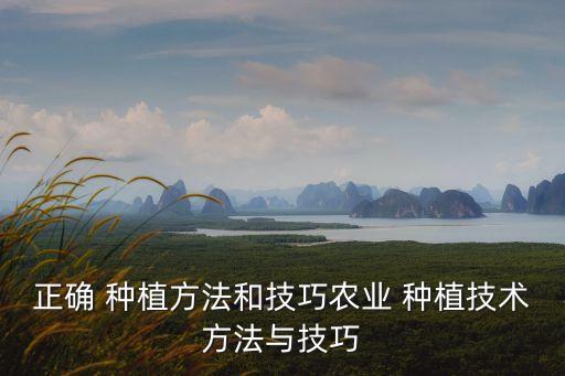種植方法,改革種植方法:根據種植系統要求靈活運用
