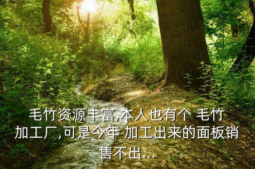  毛竹資源豐富,本人也有個 毛竹 加工廠,可是今年 加工出來的面板銷售不出...