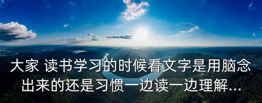 大家 讀書學習的時候看文字是用腦念出來的還是習慣一邊讀一邊理解...